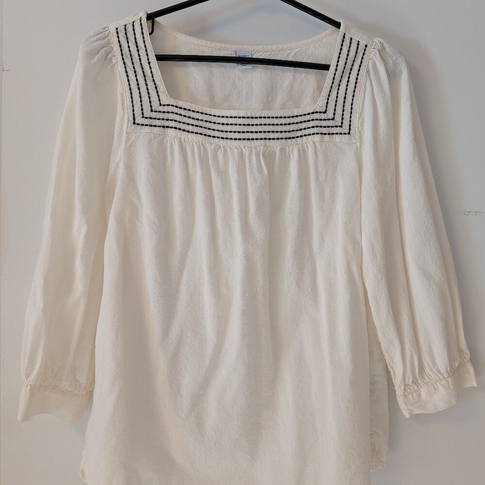 Peasant Blouse with Black Stitching